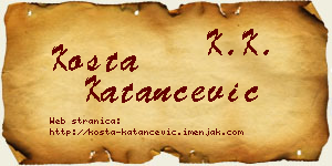 Kosta Katančević vizit kartica